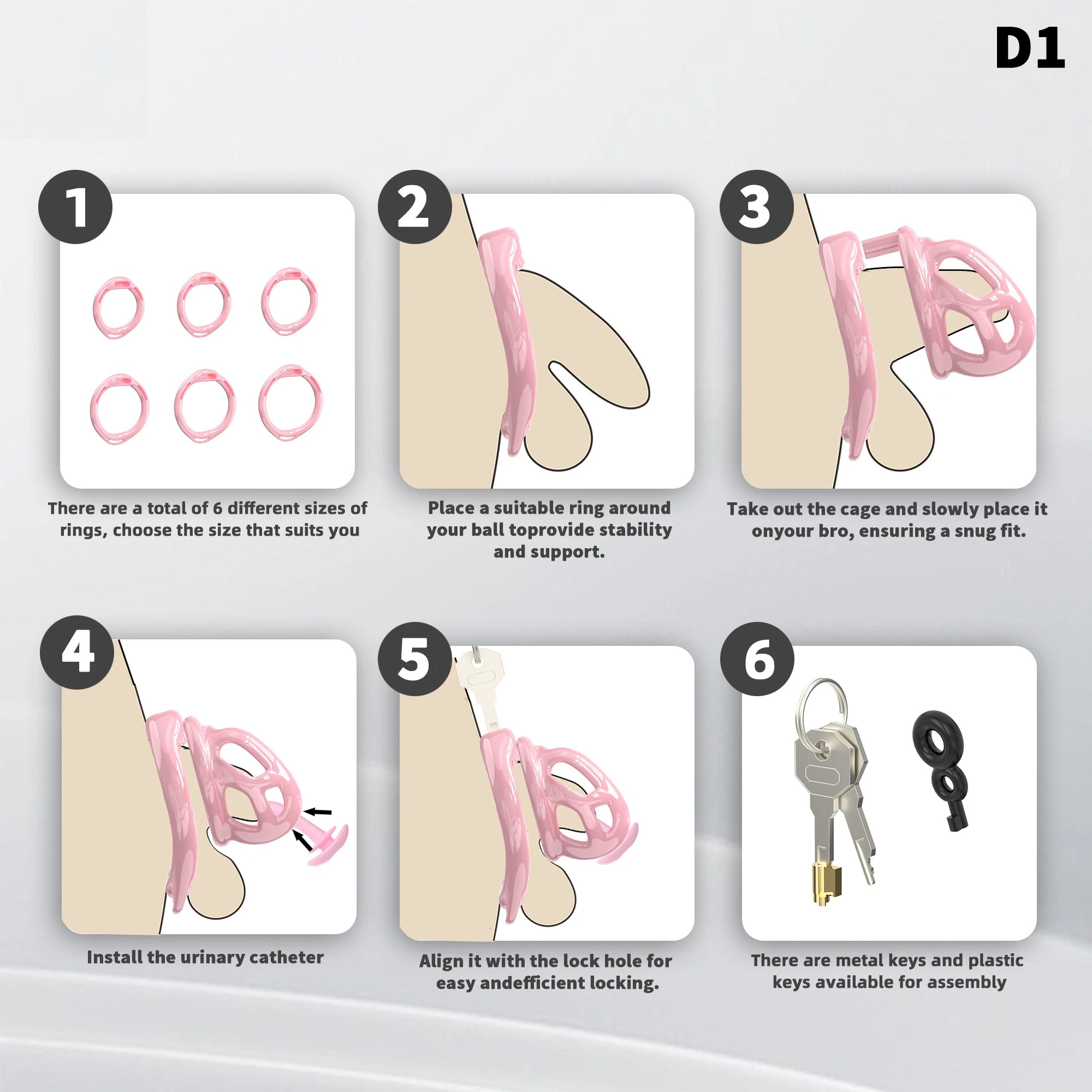 Male Chastity Cage Chastity Lock with 6 Cock Rings for Beginner Sissy Chastity Belt BDSM Abstinence Peins Plug Fetish Sex Toys Male Chastity Cage Chastity Lock with 6 Cock Rings for Beginner Sissy Chastity Belt BDSM Abstinence Peins Plug Fetish Sex Toys