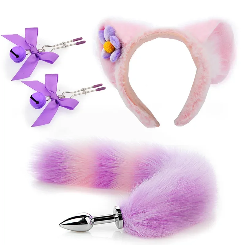 4pcs Cute Fox Tail Anal Plug Cat Ears Headbands Nipple Clip Neck Collar Set Erotic Cosplay Sex Toys for Women for Couples Erotic 4pcs Cute Fox Tail Anal Plug Cat Ears Headbands Nipple Clip Neck Collar Set Erotic Cosplay Sex Toys for Women for Couples Erotic