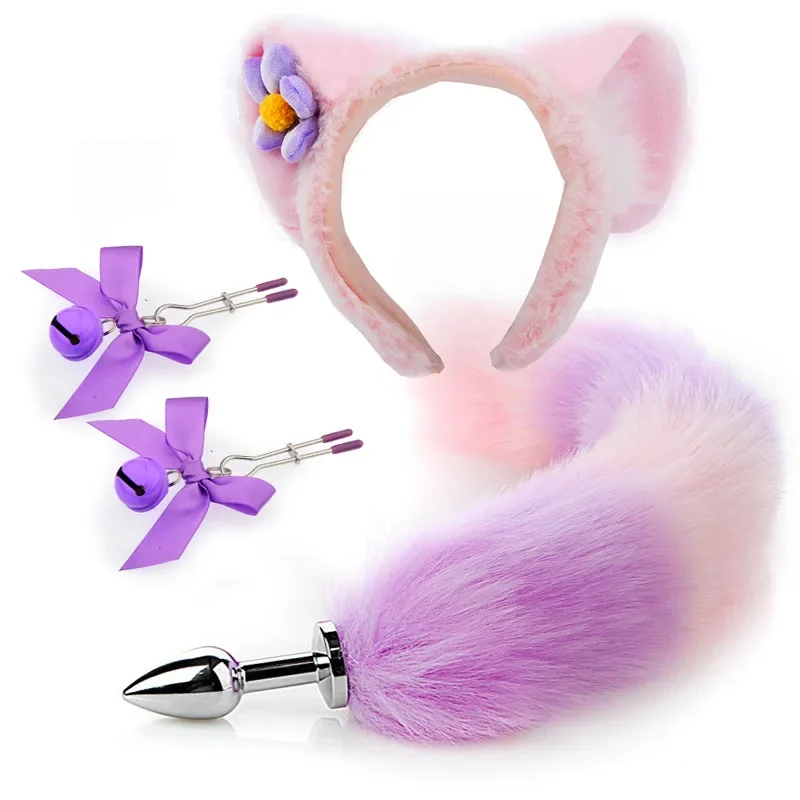 4pcs Cute Fox Tail Anal Plug Cat Ears Headbands Nipple Clip Neck Collar Set Erotic Cosplay Sex Toys for Women for Couples Erotic 4pcs Cute Fox Tail Anal Plug Cat Ears Headbands Nipple Clip Neck Collar Set Erotic Cosplay Sex Toys for Women for Couples Erotic
