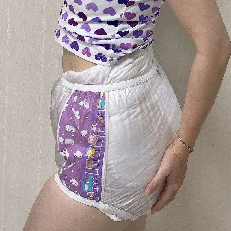 ABDL PVC Transparent Plastic Underpants Soft Silent Reusable Waterproof Adult Baby Diaper Pants Coat Incontinence Panties