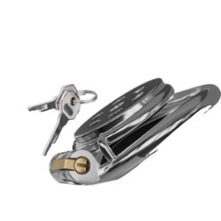 Alternative view of Gaiola de Castidade Achatada Anel Curvado Chastity Cage