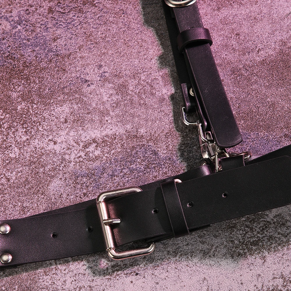 Arnês De Couro Cinto Punk com Suspensório Leather Harness - Imagem 4