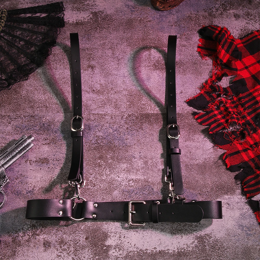 Arnês De Couro Cinto Punk com Suspensório Leather Harness - Imagem 5