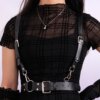 Arnês De Couro Cinto Punk com Suspensório Leather Harness