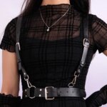Arnês De Couro Cinto Punk com Suspensório Leather Harness