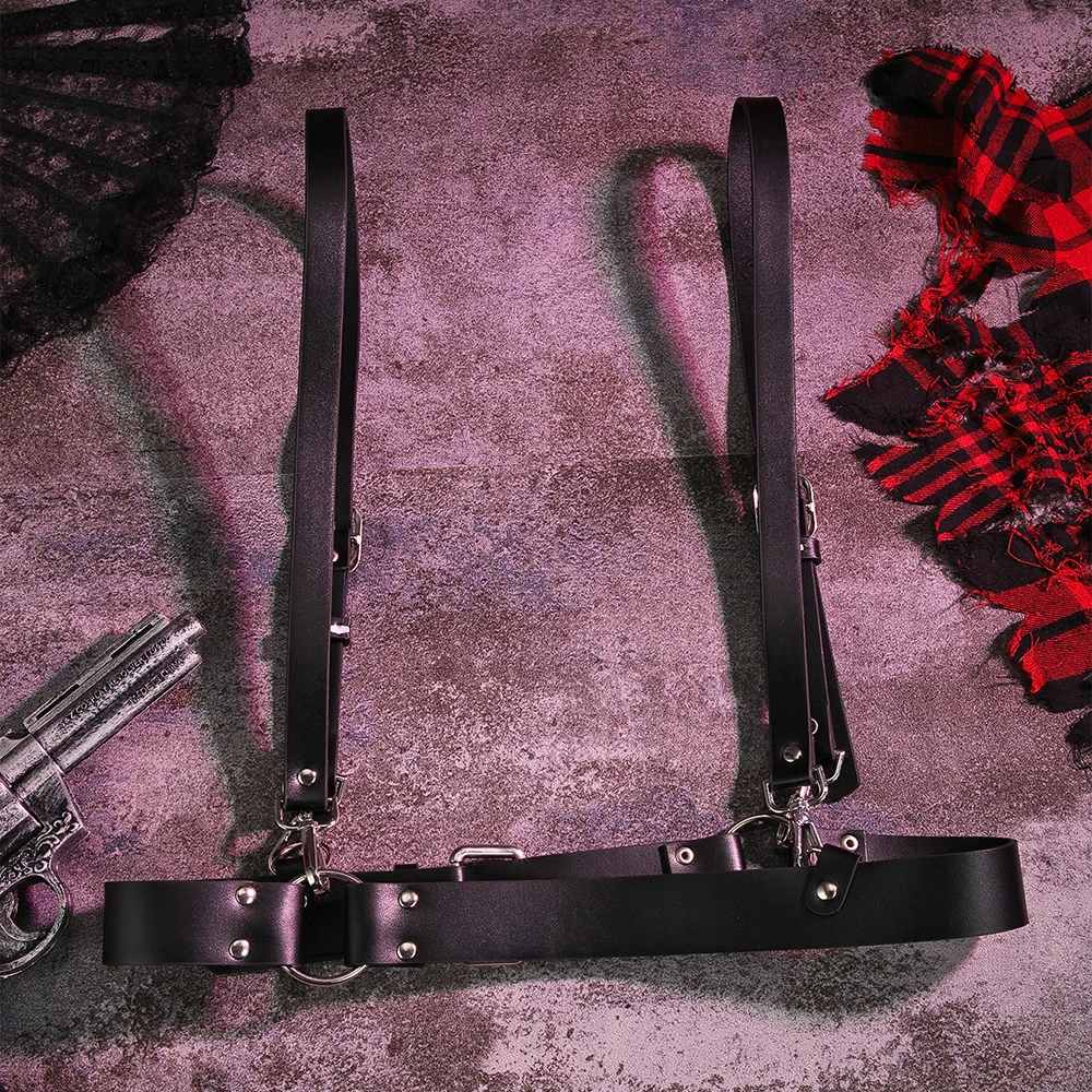 Arnês De Couro Cinto Punk com Suspensório Leather Harness - Imagem 3