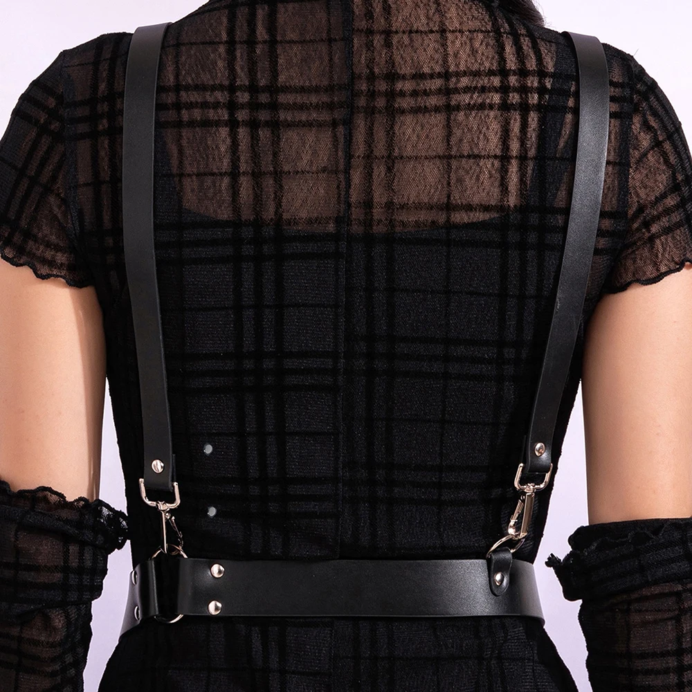 Arnês De Couro Cinto Punk com Suspensório Leather Harness - Imagem 2