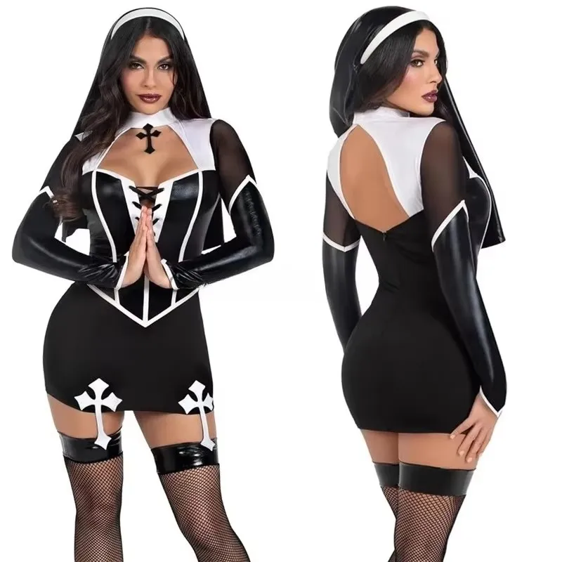 Fantasia Feminina Freira Sexy Halloween Sexy Nun Costume