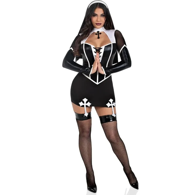 Fantasia Feminina Freira Sexy Halloween Sexy Nun Costume - Imagem 6