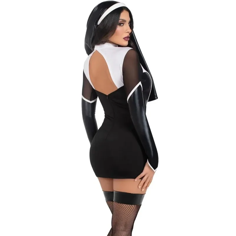 Fantasia Feminina Freira Sexy Halloween Sexy Nun Costume - Imagem 4