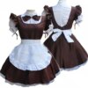 Sissy brown French maid dress satin white apron cosplay Halloween costume party customized