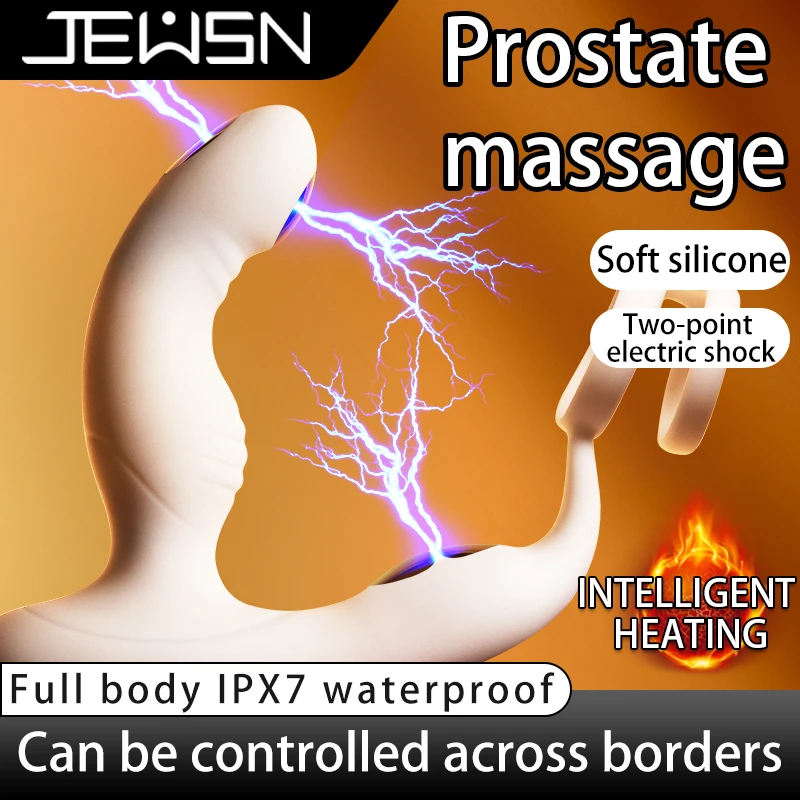 Wireless Remote Control Prostate Massagers Men Vibrating Electric Shock Cock Ring Anal Plug constant temperature Adult Sex Toys - Imagem 2