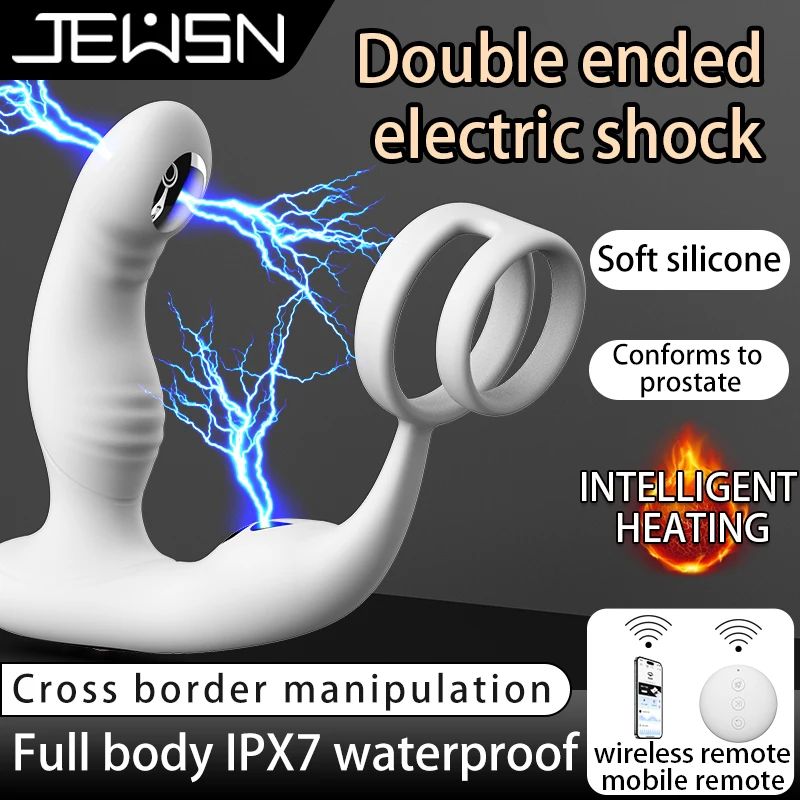 Wireless Remote Control Prostate Massagers Men Vibrating Electric Shock Cock Ring Anal Plug constant temperature Adult Sex Toys - Imagem 4