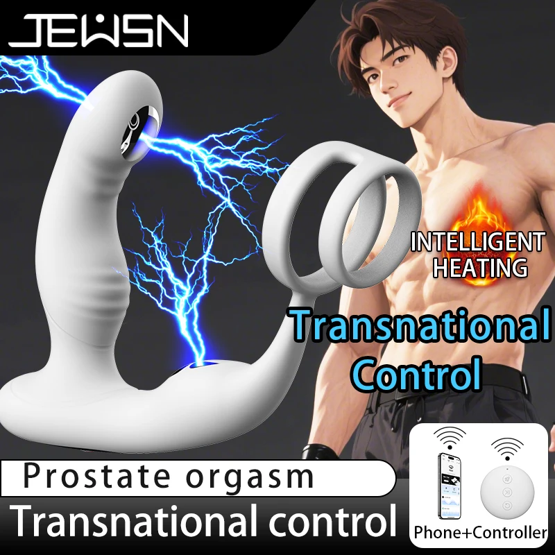 Wireless Remote Control Prostate Massagers Men Vibrating Electric Shock Cock Ring Anal Plug constant temperature Adult Sex Toys - Imagem 5