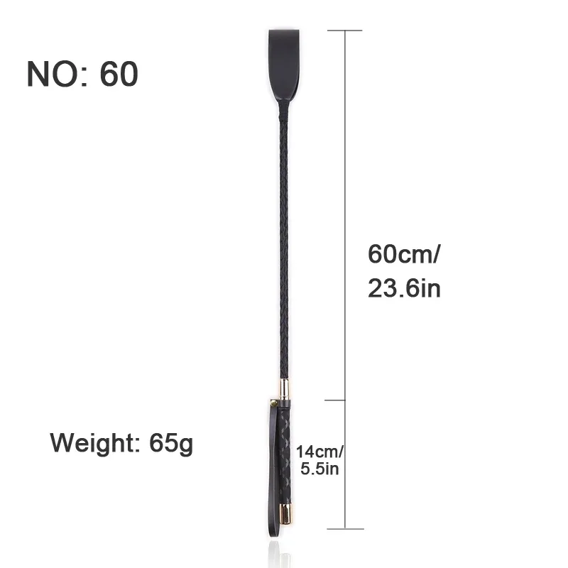 Medidas do chicote riding crop de 60 cm com cabo de 14 cm e 65 g