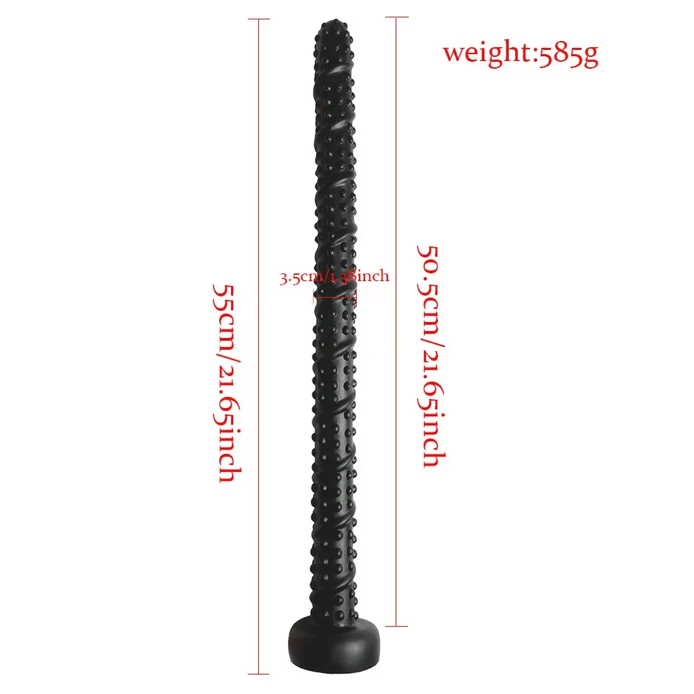 Medidas do dildo gigante: 55 cm de comprimento, 50,5 cm inseríveis e 585 g