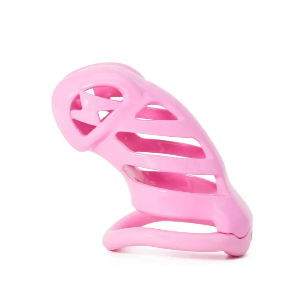Gaiola de castidade rosa no tamanho XL, a mais longa da linha