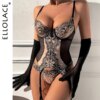 Baroque Noir Corset Bustier Renda Floral Cinta Liga Luvas Longas