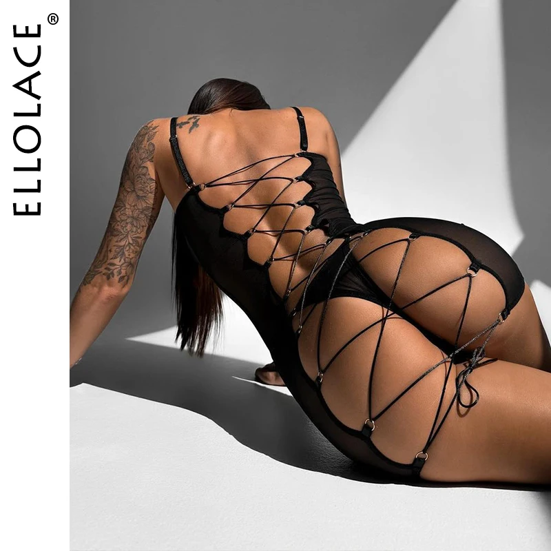 Cross Lace Vestido Mesh Transparente Off Shoulder Bandage Costas Nua