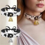 Gargantilha Vaca com Sino de Metal Sexy Cow Choker