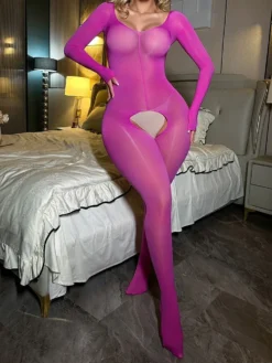 Bodystocking brilhante na cor rosa