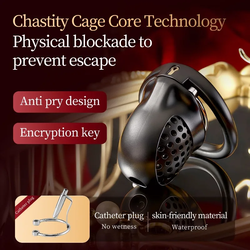 Colmeia Micro Chastity Cage Gaiola Castidade 5 Anéis Sonda Uretral - Imagem 2