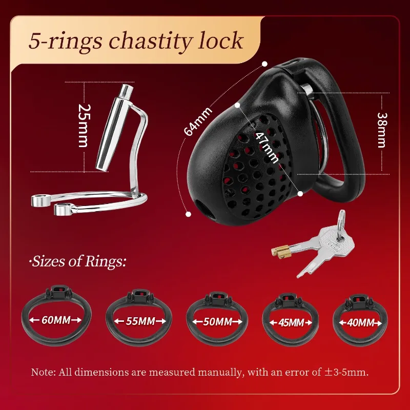 Colmeia Micro Chastity Cage Gaiola Castidade 5 Anéis Sonda Uretral - Imagem 3