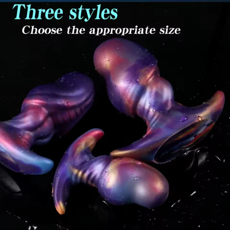 Plug Anal Base em T Glande Silicone Macio Iridescente 3 Tamanhos - Imagem 2