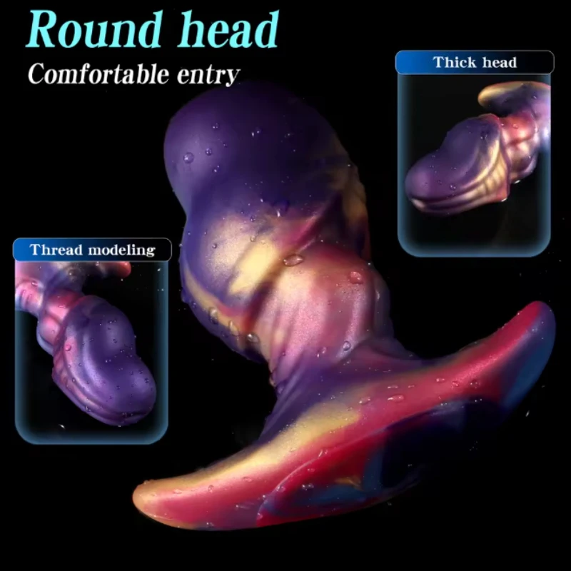 Plug Anal Base em T Glande Silicone Macio Iridescente 3 Tamanhos - Imagem 3