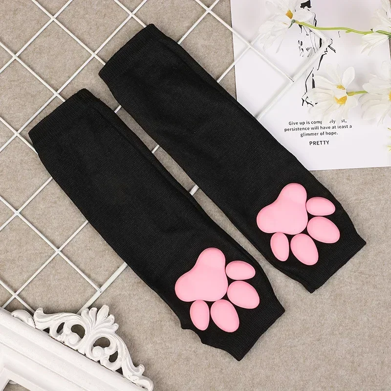 Cute 3D Silicone Pink Cat Claw Paw Pads Soft Fingerless Fluffy Sun Protection Cool Sleeves Cute Gloves Long Tube for Women Cute 3D Silicone Pink Cat Claw Paw Pads Soft Fingerless Fluffy Sun Protection Cool Sleeves Cute Gloves Long Tube for Women