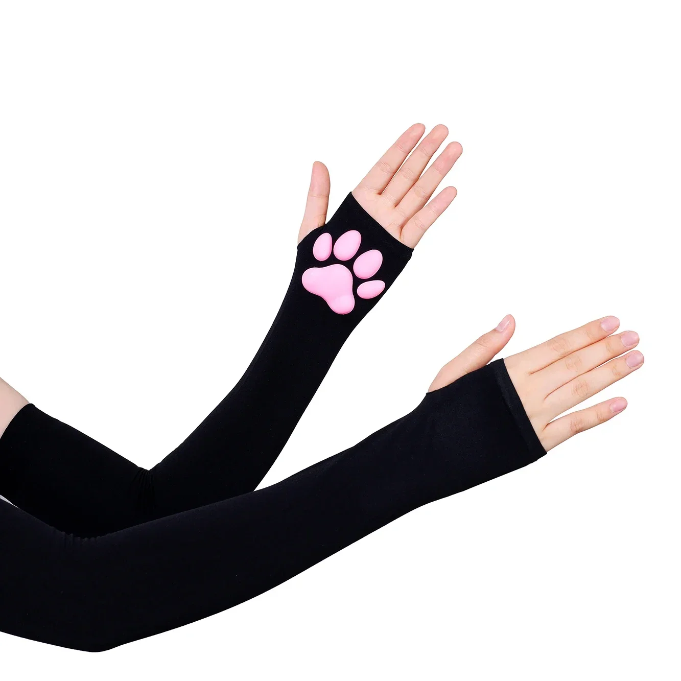 Cute 3D Silicone Pink Cat Claw Paw Pads Soft Fingerless Fluffy Sun Protection Cool Sleeves Cute Gloves Long Tube for Women Cute 3D Silicone Pink Cat Claw Paw Pads Soft Fingerless Fluffy Sun Protection Cool Sleeves Cute Gloves Long Tube for Women