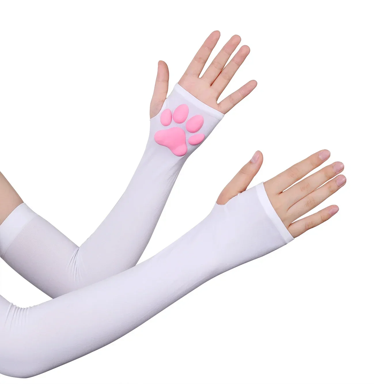 Cute 3D Silicone Pink Cat Claw Paw Pads Soft Fingerless Fluffy Sun Protection Cool Sleeves Cute Gloves Long Tube for Women Cute 3D Silicone Pink Cat Claw Paw Pads Soft Fingerless Fluffy Sun Protection Cool Sleeves Cute Gloves Long Tube for Women