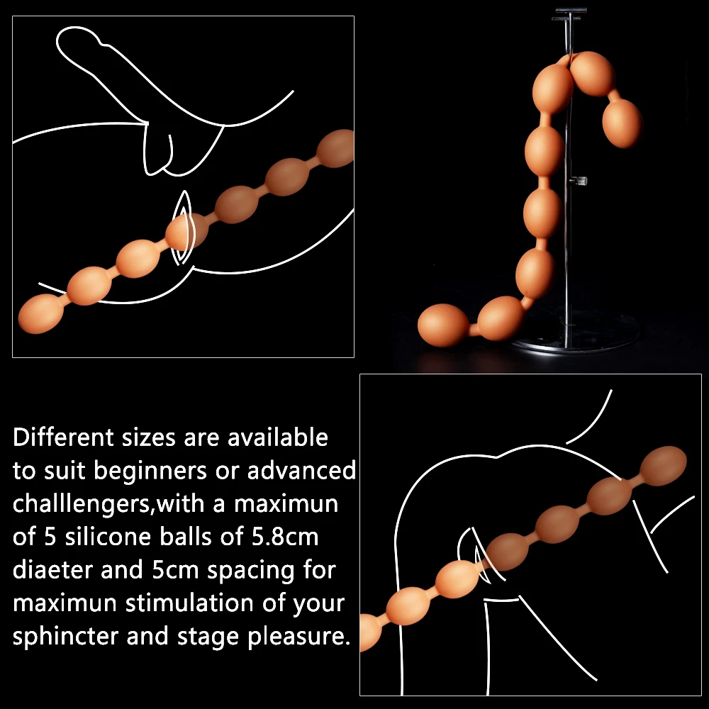 Double Love Huge Anal Beads Plug Gay/Lesbian Dual Use Big Egg Butt Plug Soft Anal Ball Dildos Bdsm Prostate Massage Sex Shop Toy - Imagem 6