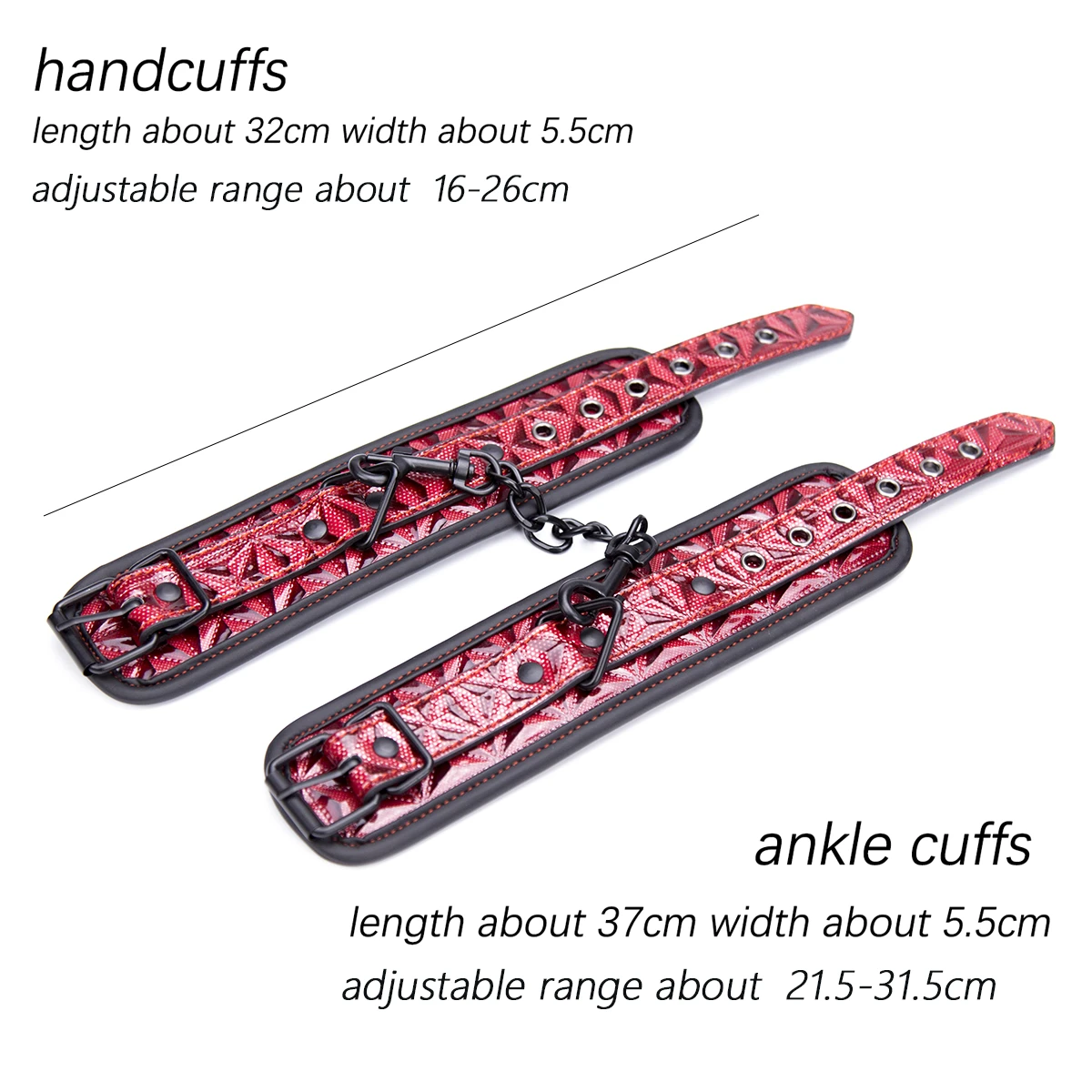 Thierry Crimson/Black Tied Ultimate Bondage Kit,Blindfold, Ball Gag, Collar, Wrist and Ankle Cuffs, Paddle Spanking Sex Toys