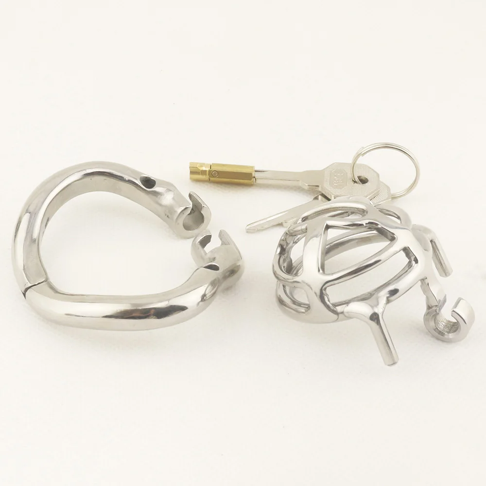 Super Short Male Stainless Steel Penis Cage Chastity Belt Device Cock Ring BDSM Adult Sex Toys Products Sexo Para Hombre Rings