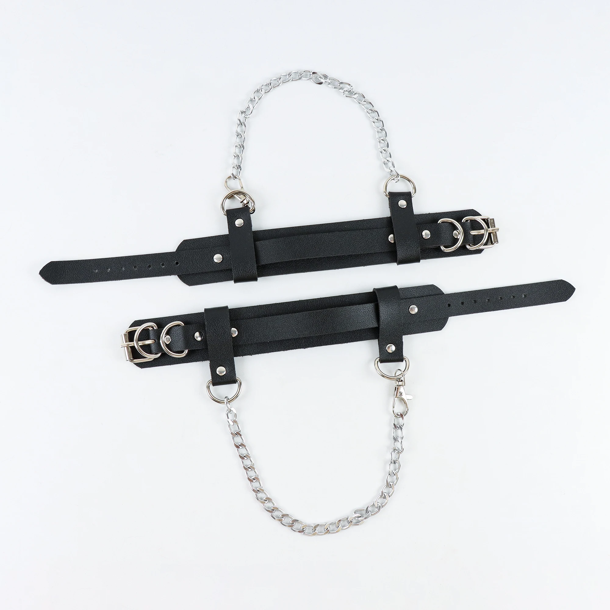 UYEE Ankle Belt Black Ankle Safety Belt Sexy Women Black Harness Belt Faux Leather Footcuffs Ankle Chain