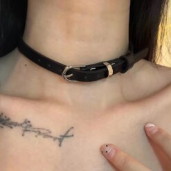 Colar Gótico Fivela Cinto de Couro Gothic Chocker