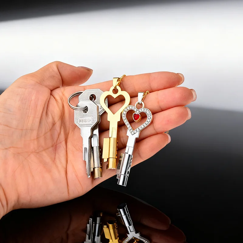 New Men's Metal Key Necklace Chastity Cage Accessory Fits All Cock Cages Integrated Locks Key Holder SM Sex Toys for Men 18+ 정조대