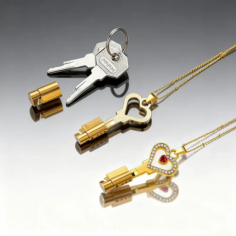 New Men's Metal Key Necklace Chastity Cage Accessory Fits All Cock Cages Integrated Locks Key Holder SM Sex Toys for Men 18+ 정조대