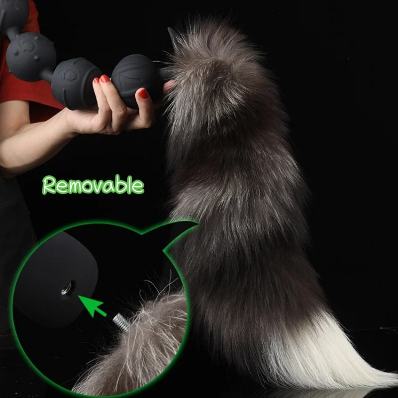 3-7beads Long Large Anal Tail Cosplay Soft Silicone Ball Dilator Sex Toys for Woman Man Anal Plug Massager Pull Beads Buttplug