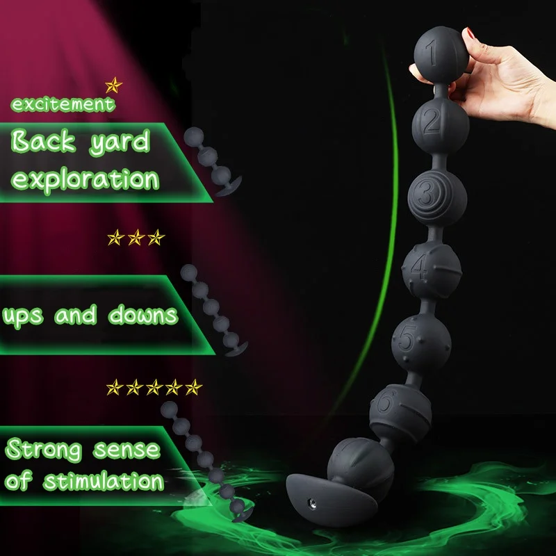 3-7beads Long Large Anal Tail Cosplay Soft Silicone Ball Dilator Sex Toys for Woman Man Anal Plug Massager Pull Beads Buttplug