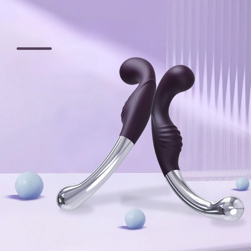 Soft Silicone Double Ended G Spot Wand Massage Stick Stainless Steel Penis P-Spot Stimulator Anal Plug Sex Toys for Women Men Soft Silicone Double Ended G Spot Wand Massage Stick Stainless Steel Penis P-Spot Stimulator Anal Plug Sex Toys for Women Men