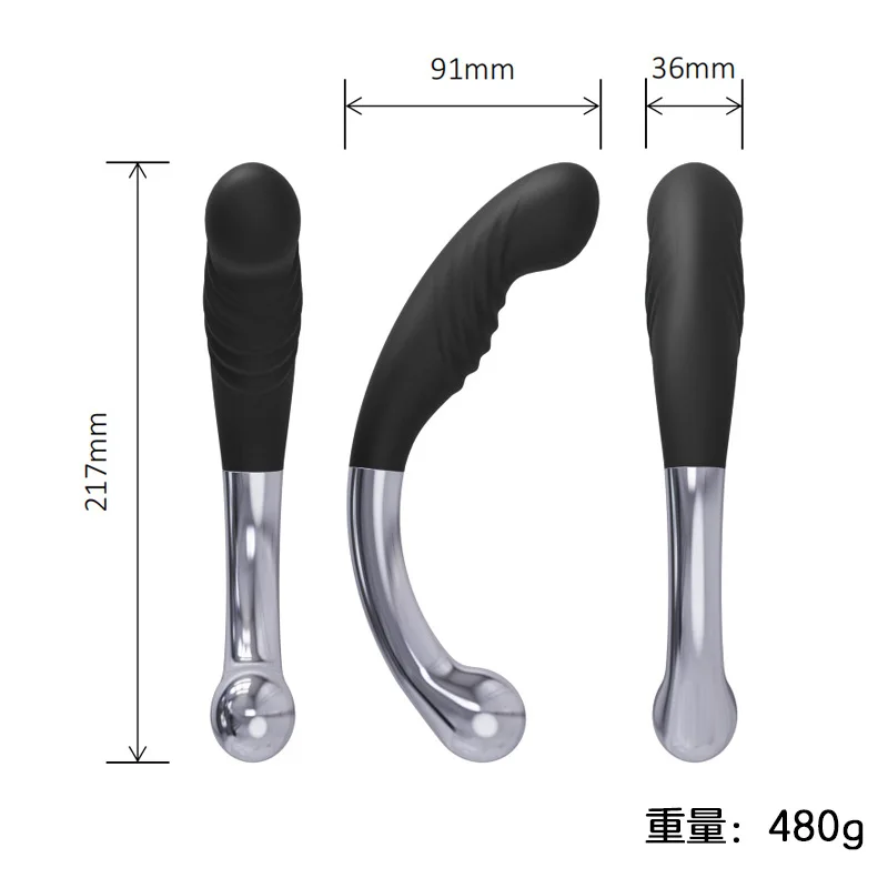 Soft Silicone Double Ended G Spot Wand Massage Stick Stainless Steel Penis P-Spot Stimulator Anal Plug Sex Toys for Women Men Soft Silicone Double Ended G Spot Wand Massage Stick Stainless Steel Penis P-Spot Stimulator Anal Plug Sex Toys for Women Men