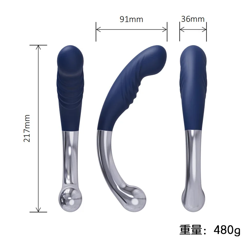Soft Silicone Double Ended G Spot Wand Massage Stick Stainless Steel Penis P-Spot Stimulator Anal Plug Sex Toys for Women Men Soft Silicone Double Ended G Spot Wand Massage Stick Stainless Steel Penis P-Spot Stimulator Anal Plug Sex Toys for Women Men