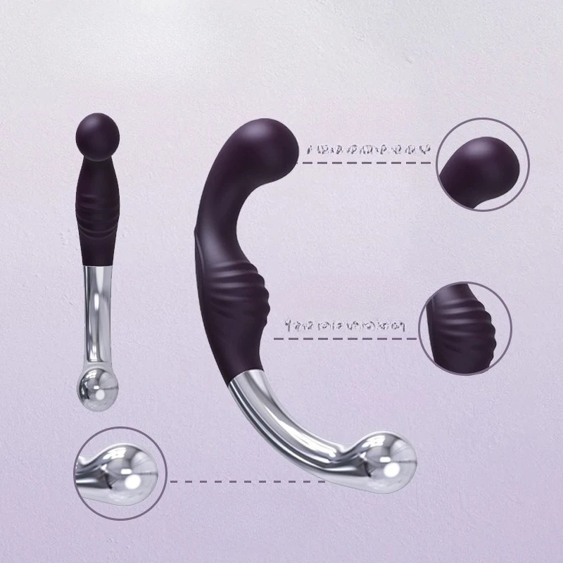 Soft Silicone Double Ended G Spot Wand Massage Stick Stainless Steel Penis P-Spot Stimulator Anal Plug Sex Toys for Women Men Soft Silicone Double Ended G Spot Wand Massage Stick Stainless Steel Penis P-Spot Stimulator Anal Plug Sex Toys for Women Men