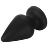 Anal trainer plug cônico de silicone soft preto, com ponta fina, colo estreito e base larga