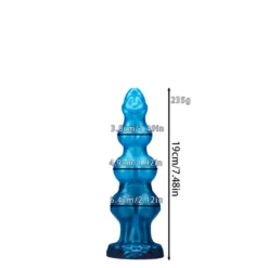 Medidas do plug anal dog knot tamanho P, 19 cm de comprimento e nós de 3,8, 4,9 e 5,4 cm