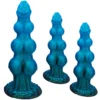Plug anal dog knot em silicone azul metalizado nos três tamanhos, P, M e G