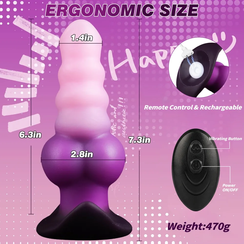 Medidas do plug anal monster: 18,5 cm de comprimento total, 16 cm inseríveis, 7,1 cm de diâmetro máximo e 470 gramas