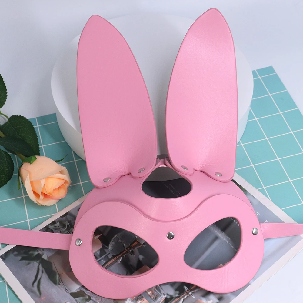 Bunny Mask Rabbit Ears Half Mask for Women Pink PU Leather Cosplay Costume Party Masquerade Halloween Bar Games Bunny Mask Rabbit Ears Half Mask for Women Pink PU Leather Cosplay Costume Party Masquerade Halloween Bar Games